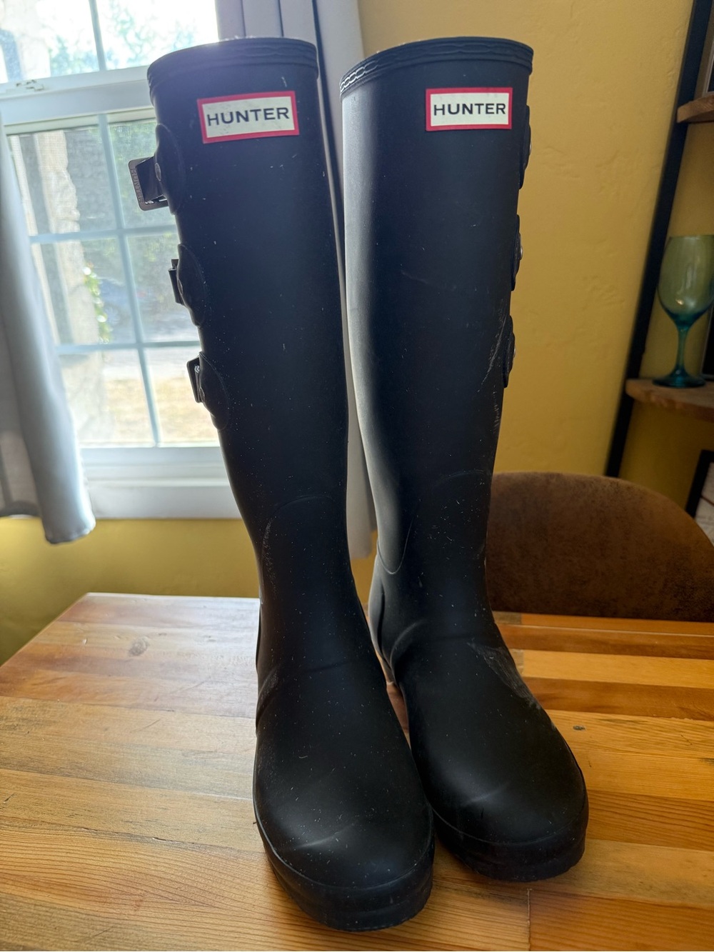 Hunter Black Waterproof Rubber Boots with Branding
